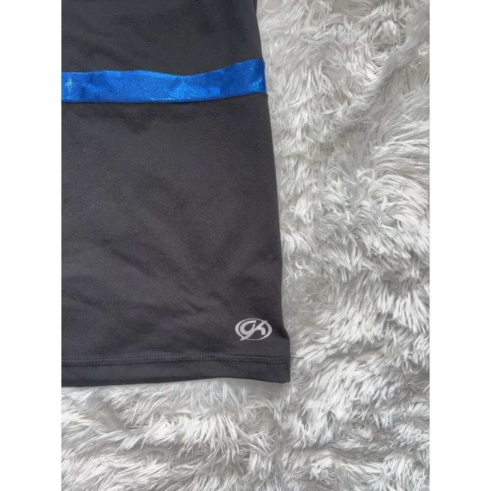 GK Shawn Johnson Girls Sz. L Dance/Gymnastics Black/blue Tank. Great Cond